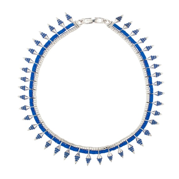 Noir Jewelry Lapis Stone Rhodium-Plated Spike “Rippling Water” Necklace - NWT - Picture 2 of 8